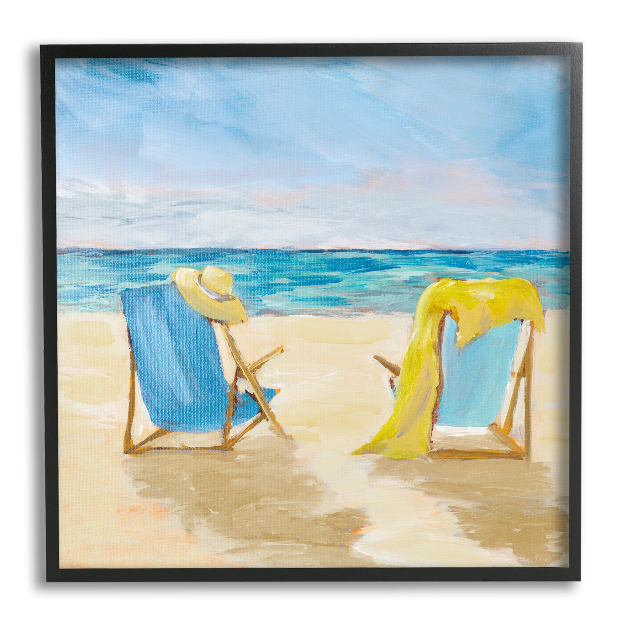 Stupell Industries Afternoon Beach Date Painting Nature Painting Black Framed Art Print Wall Art, 12 x 12