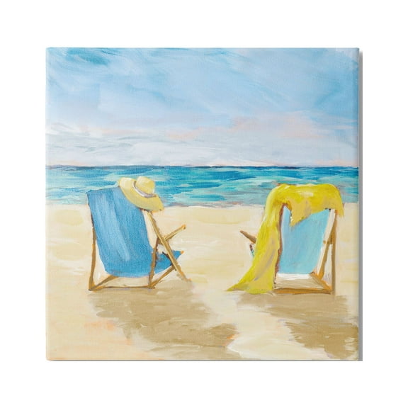 Stupell Industries Afternoon Beach Date Painting Nature Painting Gallery Wrapped Canvas Print Wall Art, 17 x 17