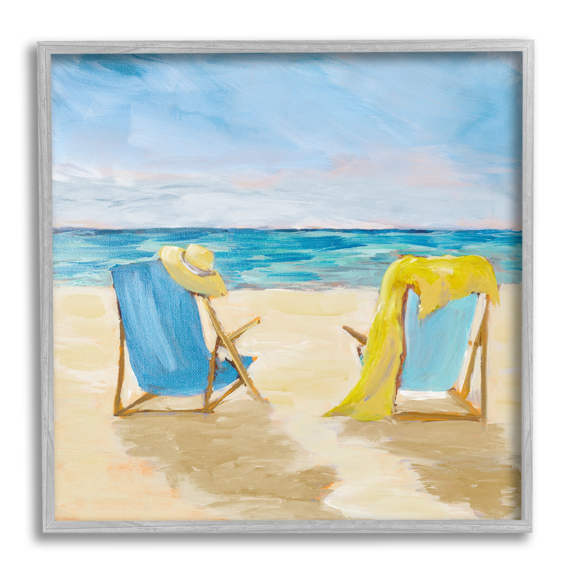 Stupell Industries Afternoon Beach Date Painting Nature Painting Gray Framed Art Print Wall Art, 12 x 12