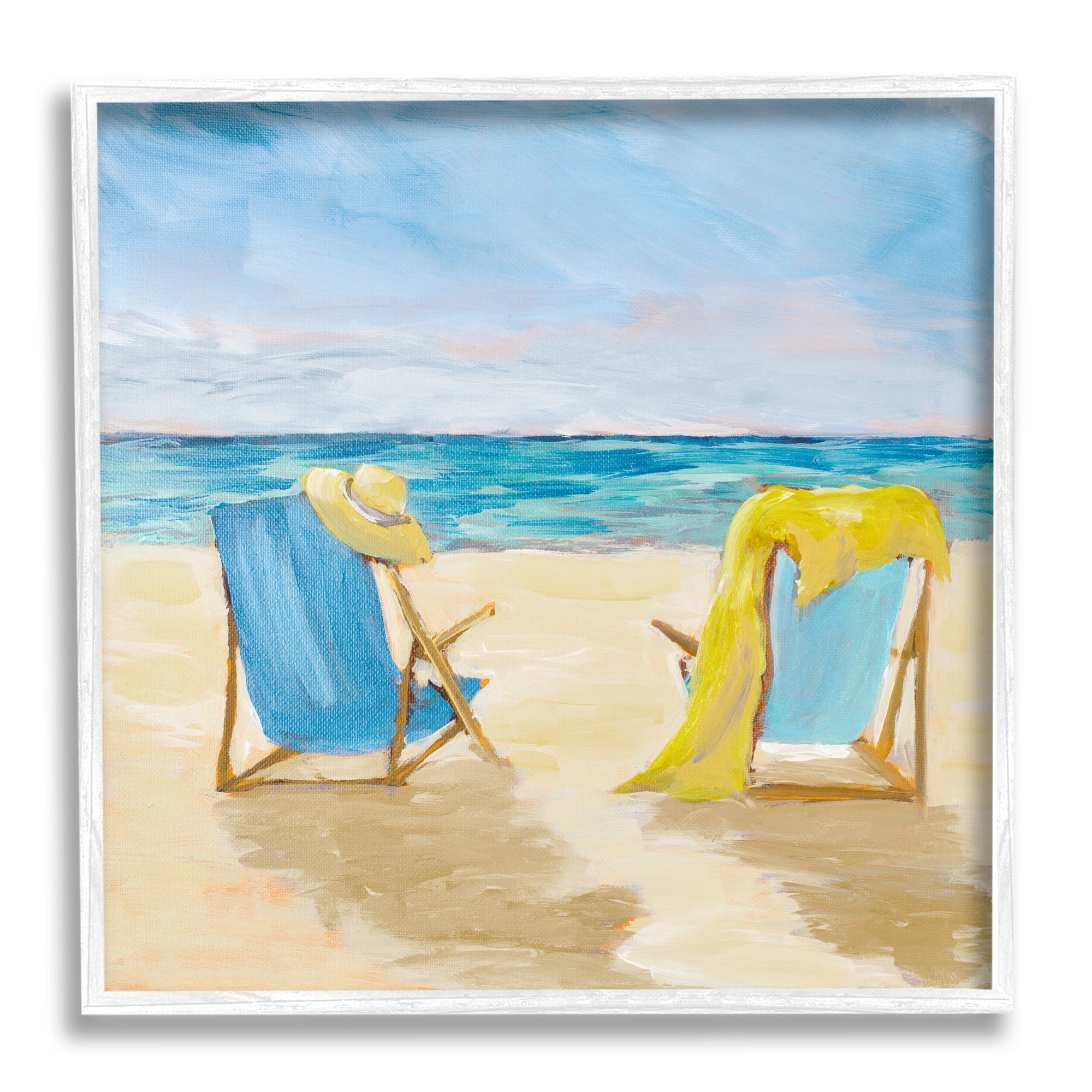 Stupell Industries Afternoon Beach Date Painting Nature Painting White Framed Art Print Wall Art, 17 x 17