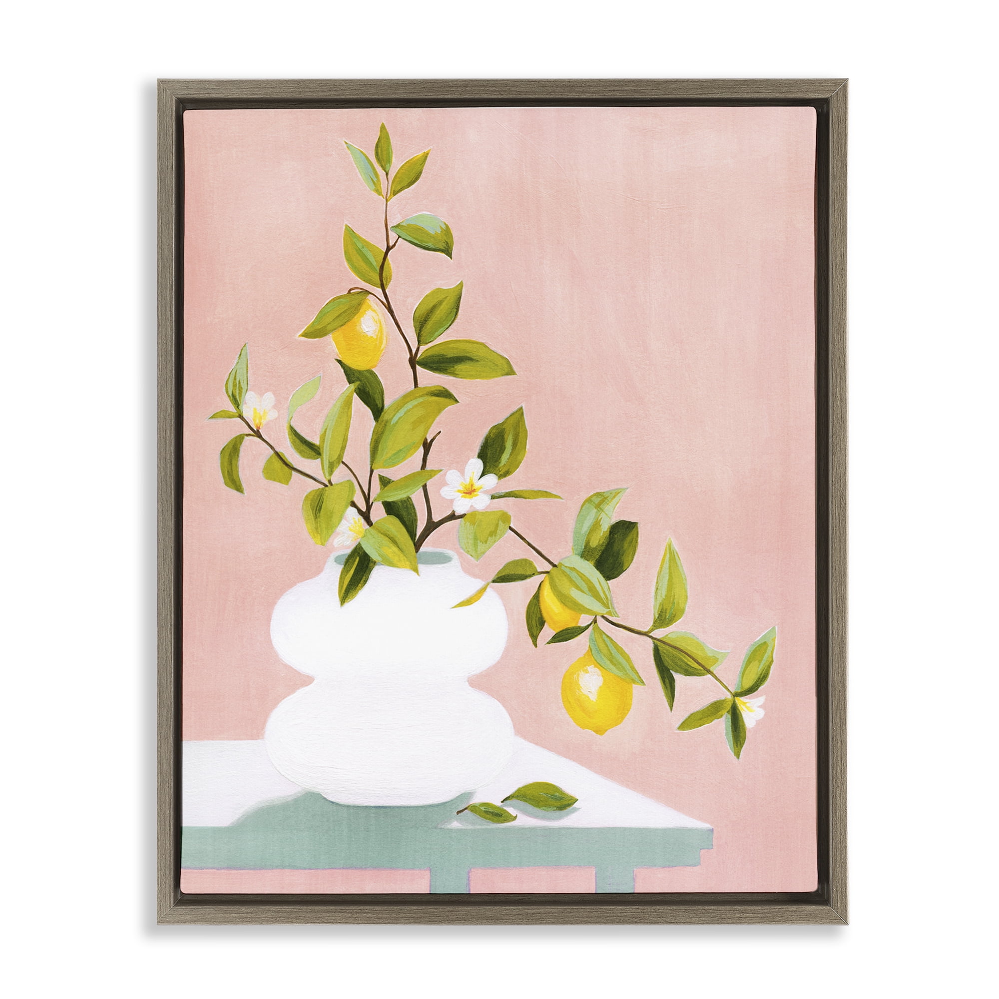 Stupell Industries Afternoon Limoncello Plant Brown Framed Floater Canvas Wall Art, design by Grace Popp