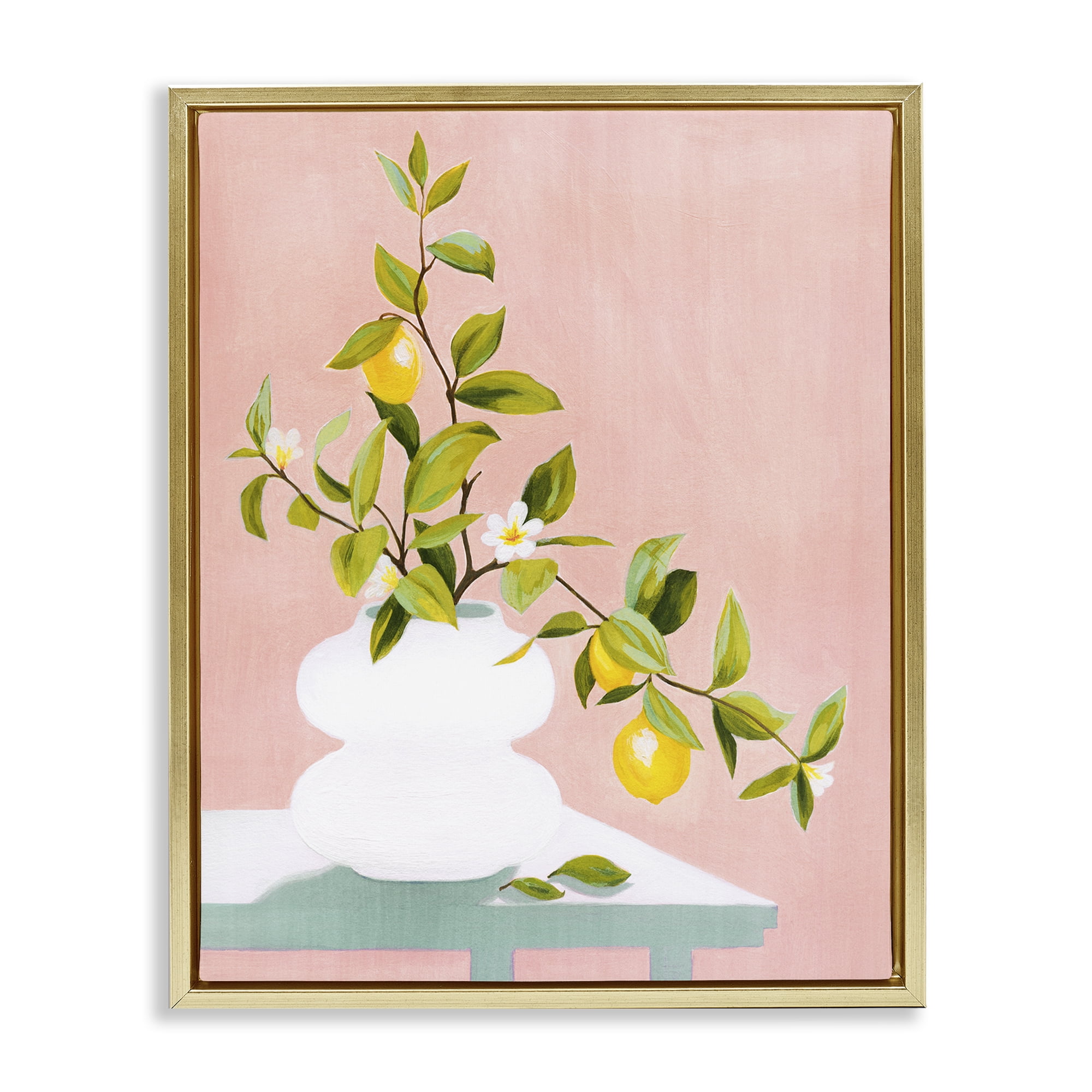 Stupell Industries Afternoon Limoncello Plant Gold Framed Floater Canvas Wall Art, design by Grace Popp