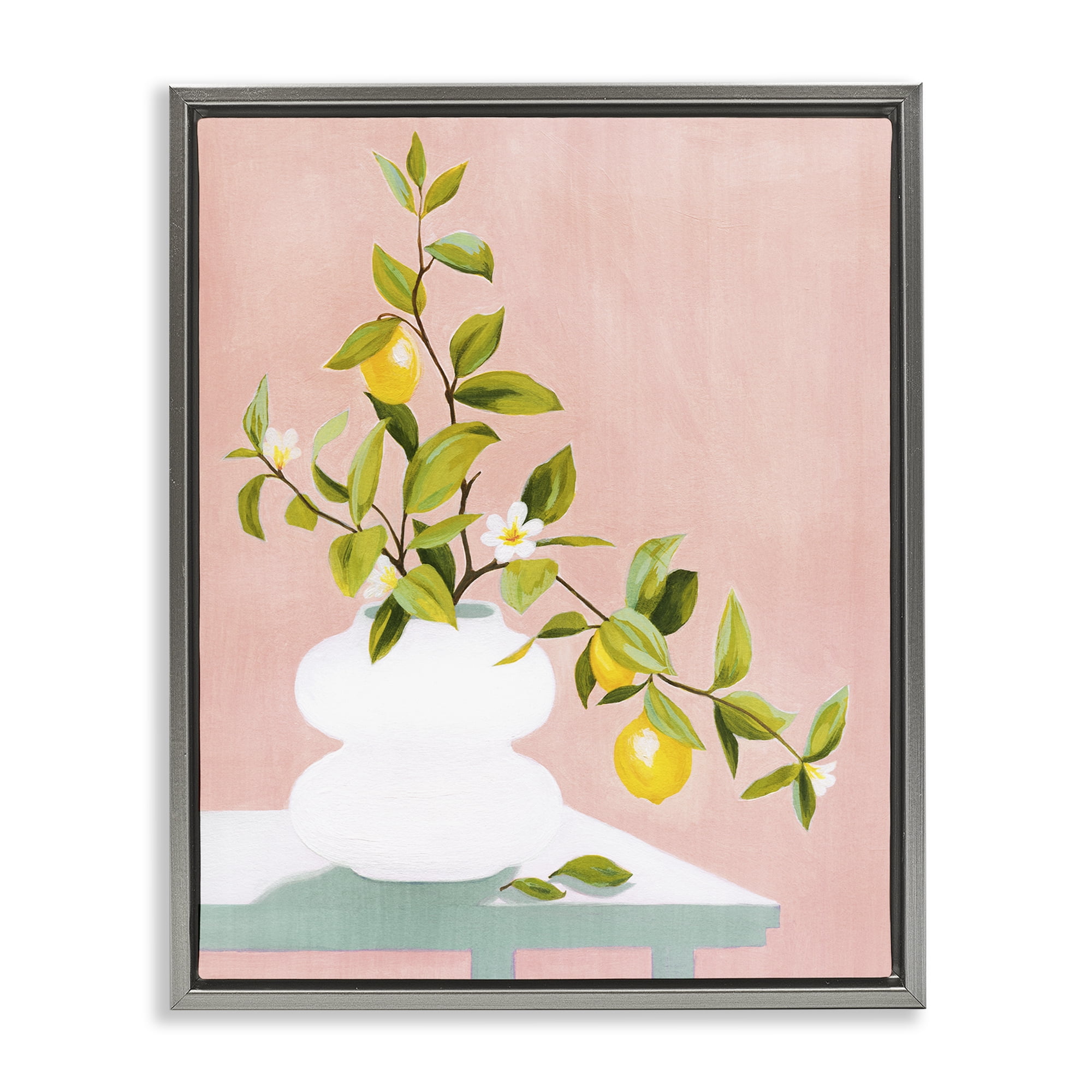 Stupell Industries Afternoon Limoncello Plant Gray Framed Floater Canvas Wall Art, design by Grace Popp