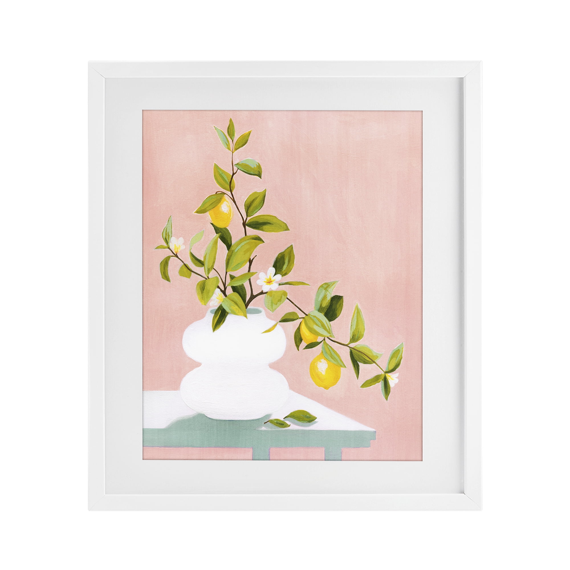 Stupell Industries Afternoon Limoncello Plant White Framed Print Under Glass, design by Grace Popp