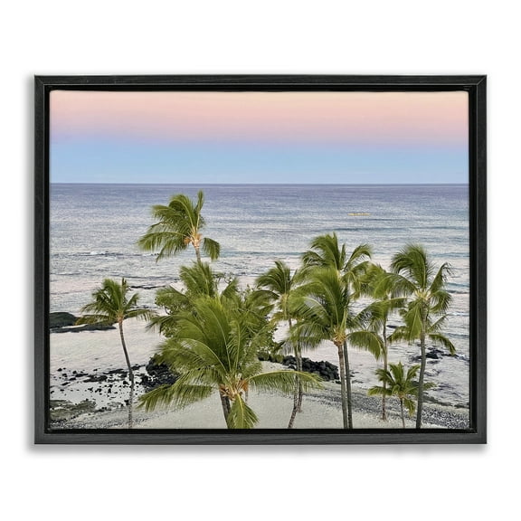 Stupell Industries Afternoon Palms Horizon Landscape Photography Black Floater Framed Canvas Art Print Wall Art, 21 x 17