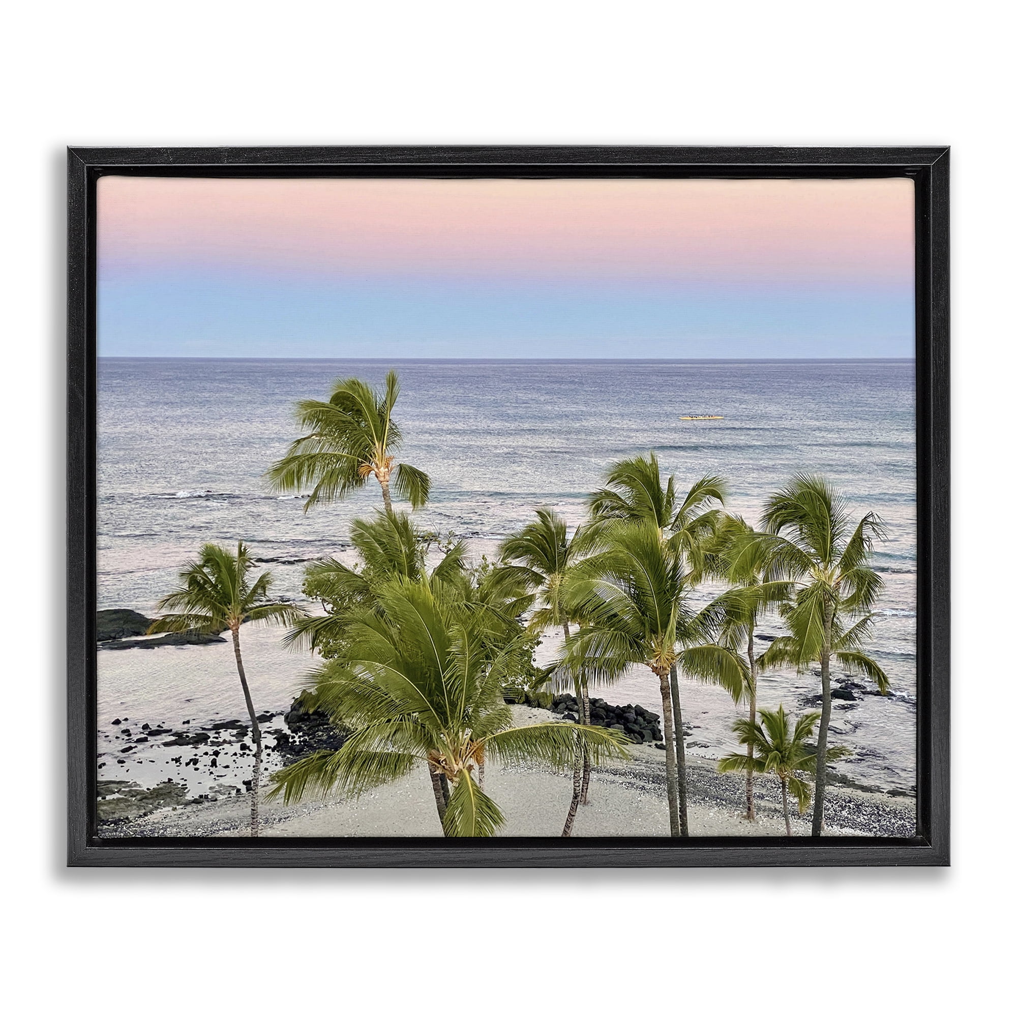 Stupell Industries Afternoon Palms Horizon Landscape Photography Black Floater Framed Canvas Art Print Wall Art, 31 x 25