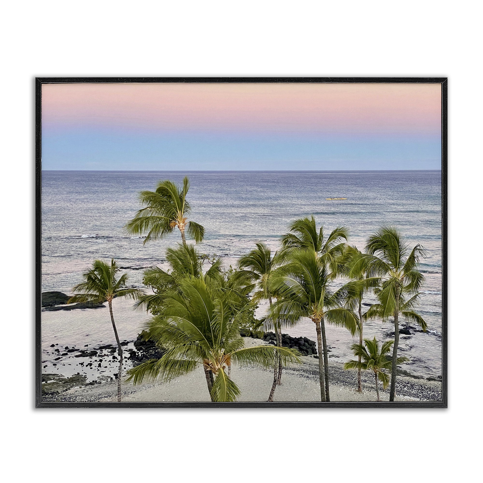 Stupell Industries Afternoon Palms Horizon Landscape Photography Black Framed Art Print Wall Art, 20 x 16