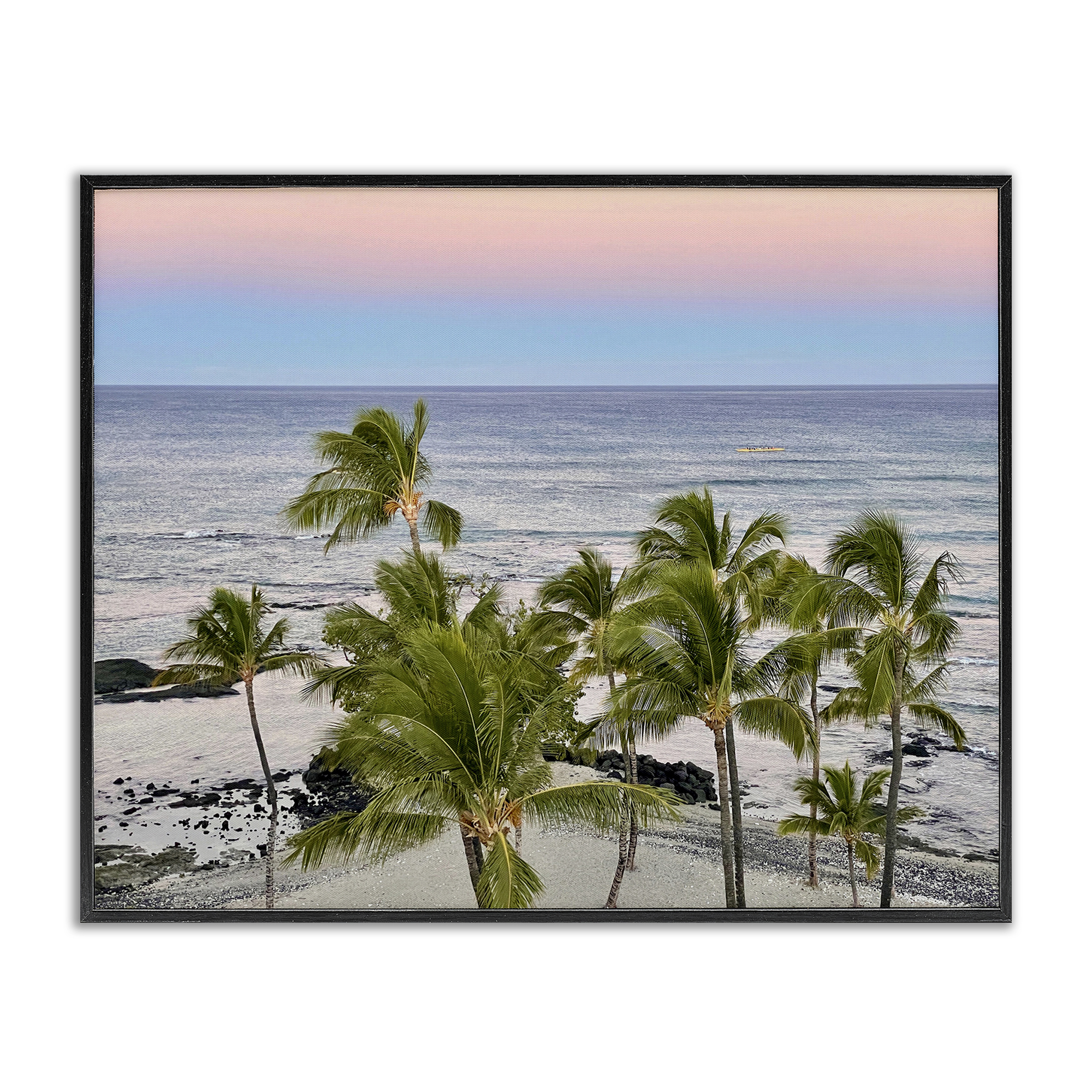 Stupell Industries Afternoon Palms Horizon Landscape Photography Black Framed Art Print Wall Art, 30 x 24