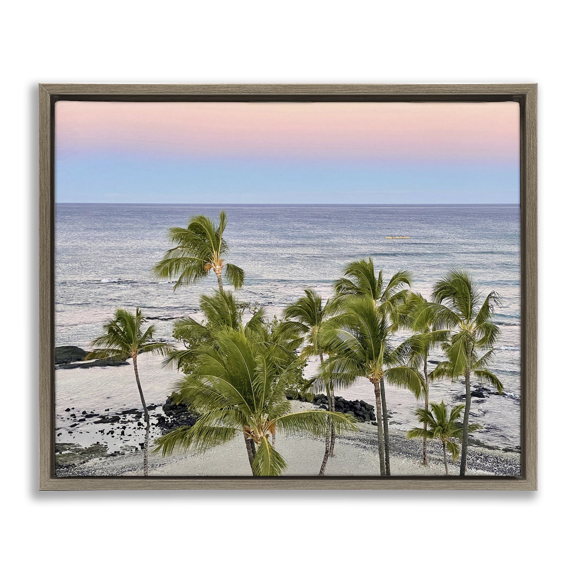 Stupell Industries Afternoon Palms Horizon Landscape Photography Brown Floater Framed Canvas Art Print Wall Art, 31 x 25
