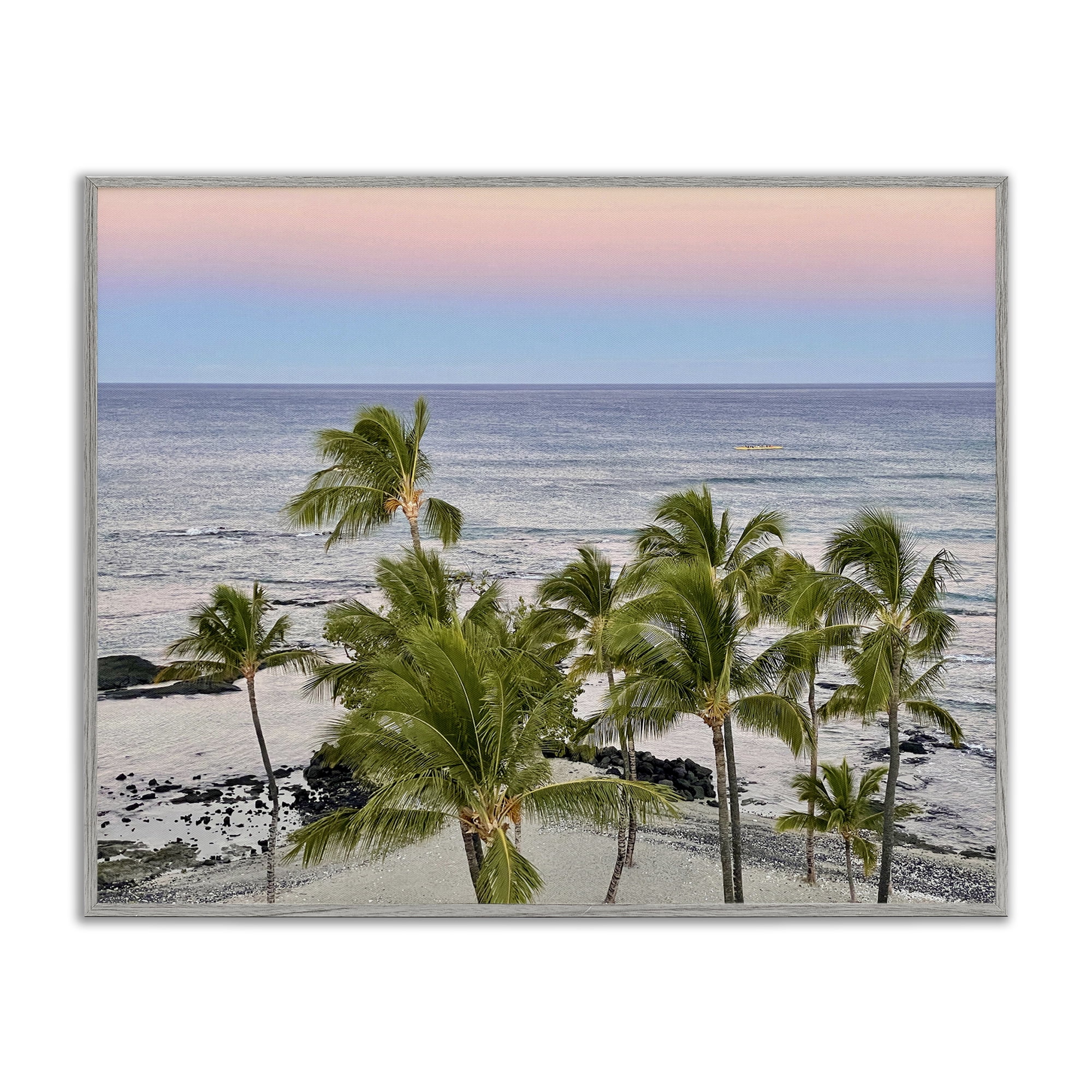 Stupell Industries Afternoon Palms Horizon Landscape Photography Gray Framed Art Print Wall Art, 14 x 11