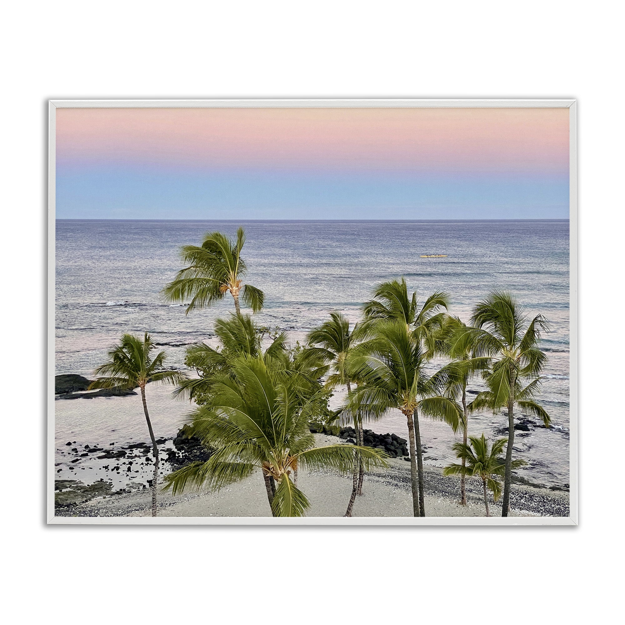 Stupell Industries Afternoon Palms Horizon Landscape Photography White Framed Art Print Wall Art, 30 x 24
