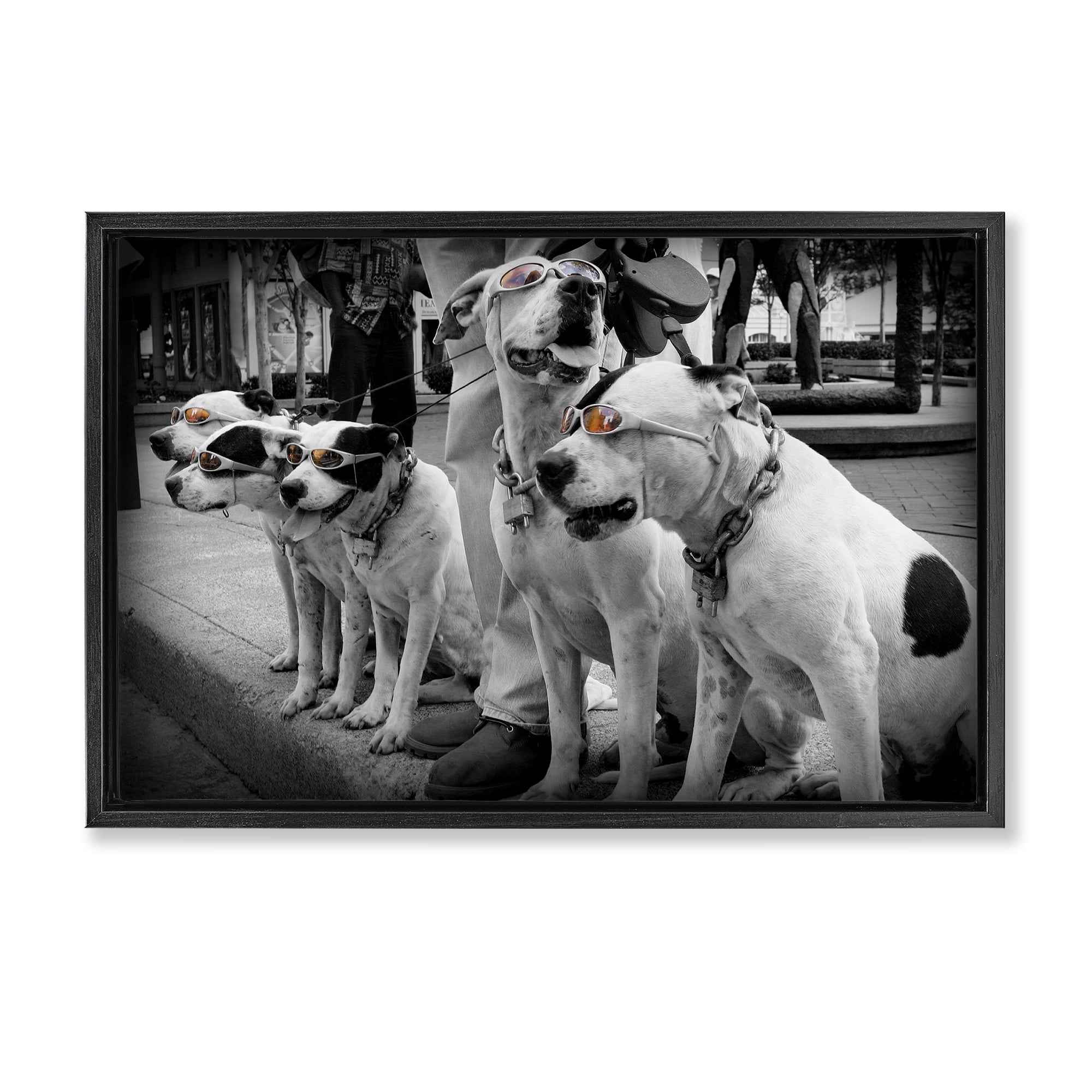 Stupell Industries Afternoon Stroll Pups Black Framed Floater Canvas Wall Art, design by Scott Henderson