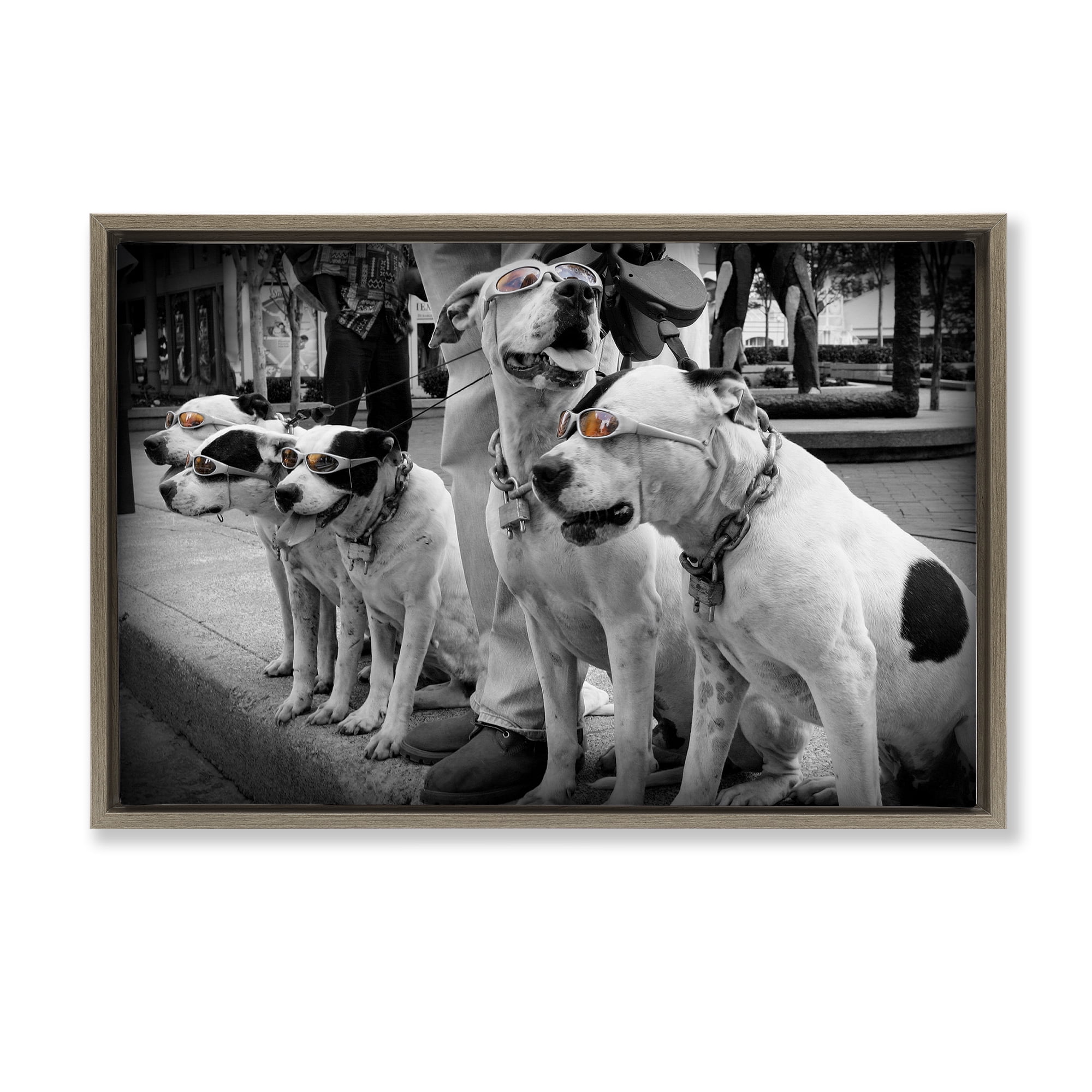Stupell Industries Afternoon Stroll Pups Brown Framed Floater Canvas Wall Art, design by Scott Henderson