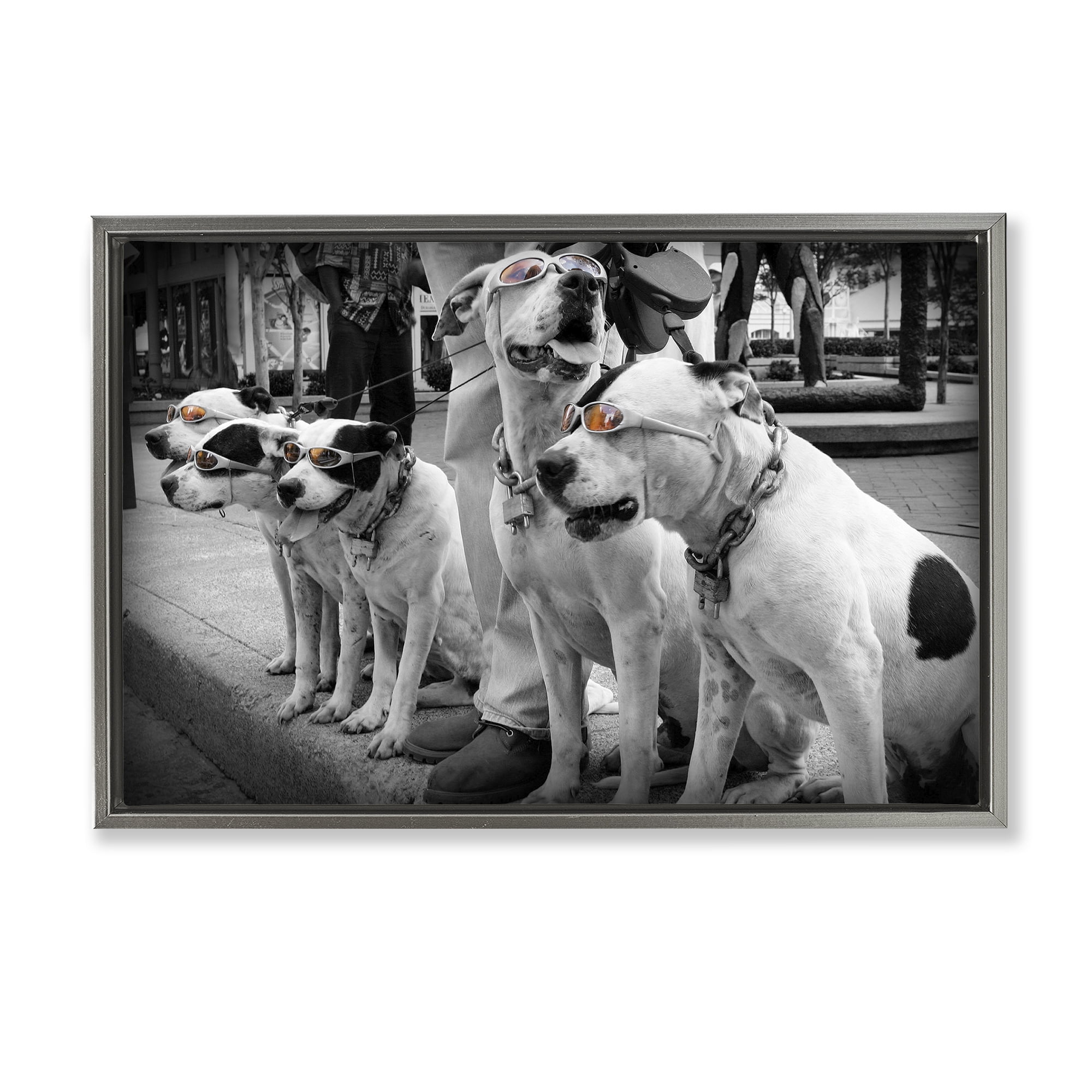 Stupell Industries Afternoon Stroll Pups Gray Framed Floater Canvas Wall Art, design by Scott Henderson