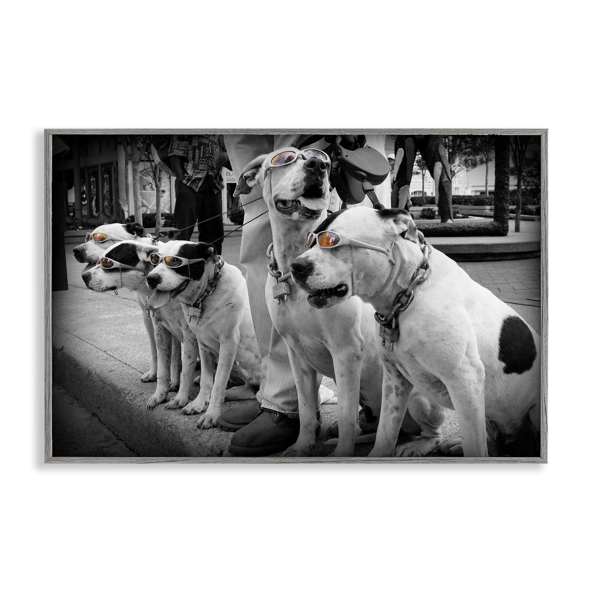 Stupell Industries Afternoon Stroll Pups Gray Framed Giclee Art, design by Scott Henderson