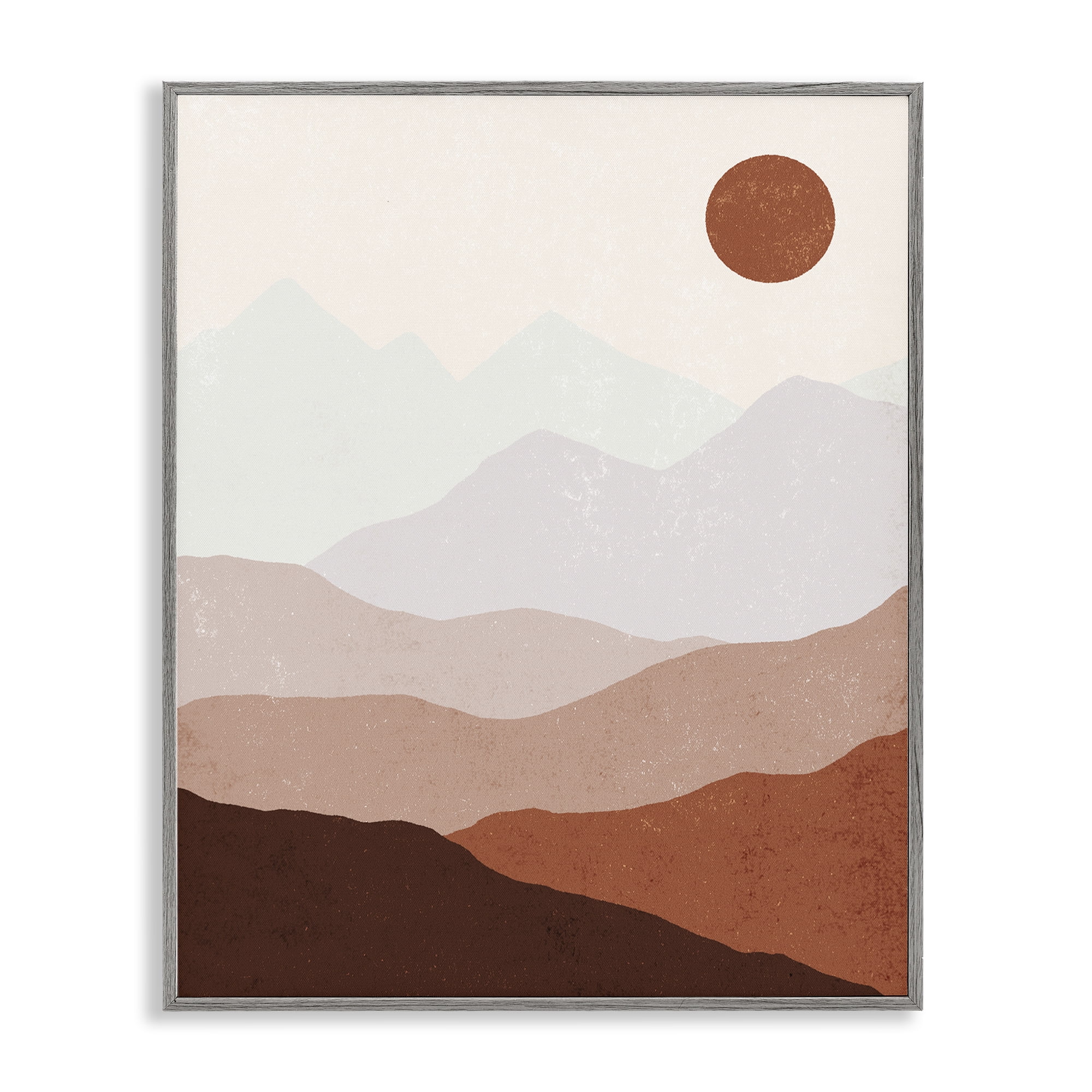 Stupell Industries Afternoon Sun Over Mountains Abstract Painting Gray Framed Art Print Wall Art, 11 x 14