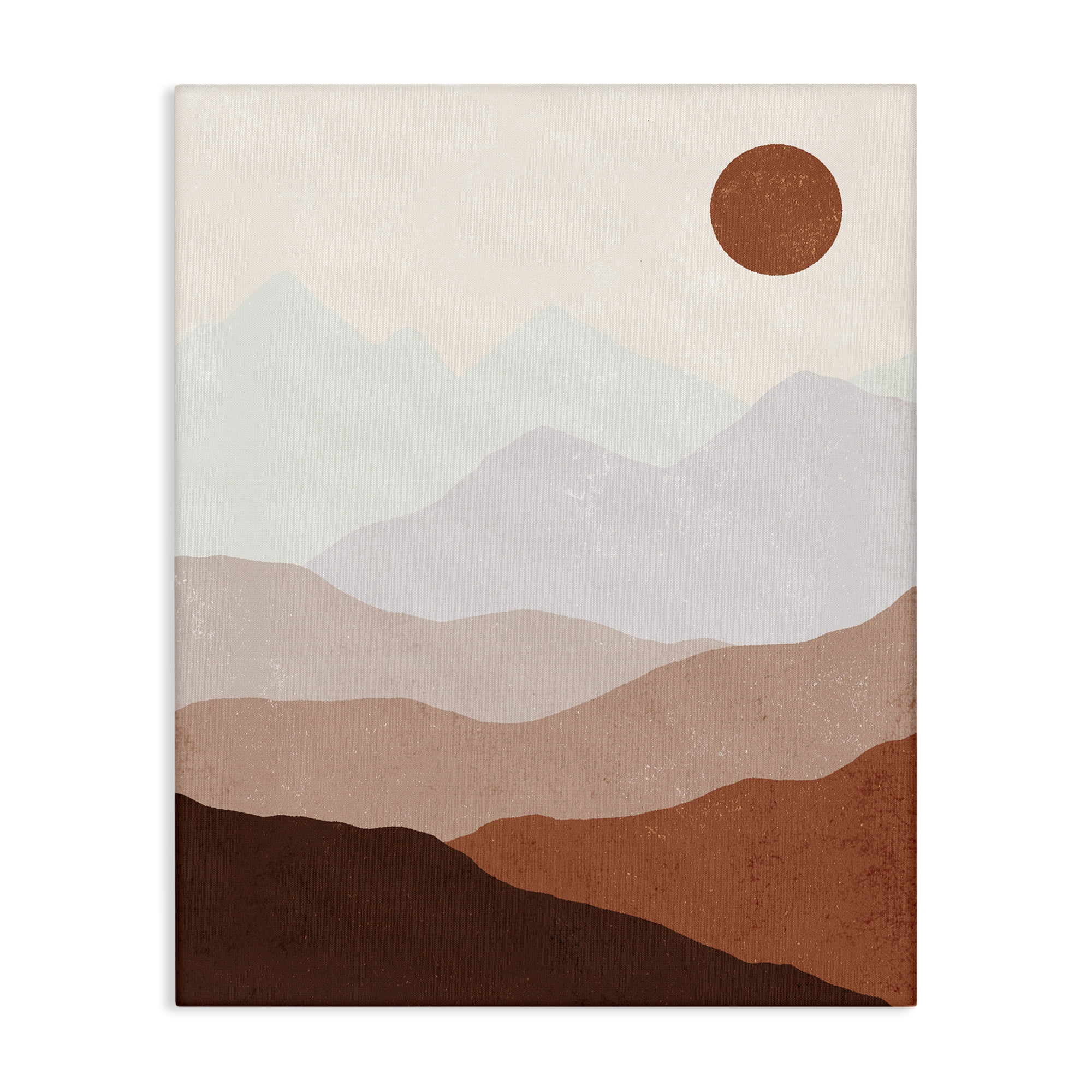Stupell Industries Afternoon Sun Over Mountains Abstract Painting Wrapped Canvas Art Print Wall Art, 30 x 40