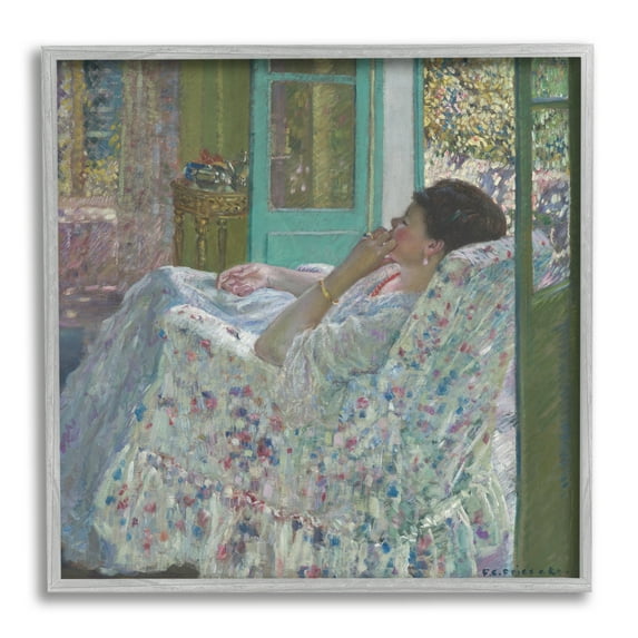 Stupell Industries Afternoon Yellow Room Frederick Carl Frieseke Classic Painting Painting Gray Framed Art Print Wall Art, Design by one1000paintings