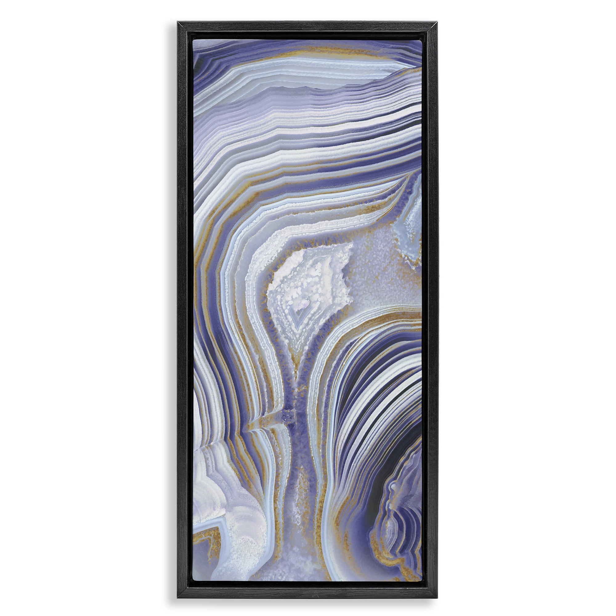 Stupell Industries Agate Crystal Pattern Abstract Design Abstract Painting Black Floater Framed Canvas Art Print Wall Art, 11 x 25