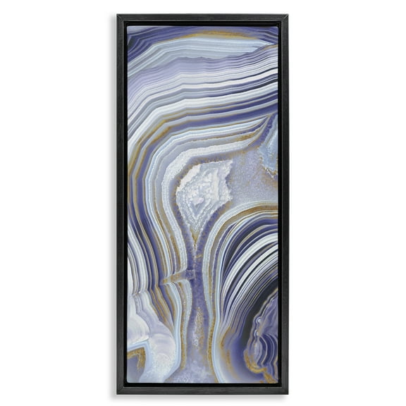 Stupell Industries Agate Crystal Pattern Abstract Design Abstract Painting Black Floater Framed Canvas Art Print Wall Art, 11 x 25
