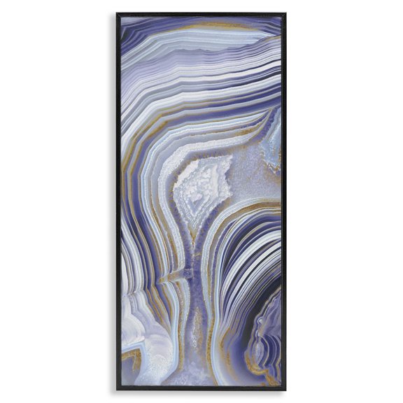 Stupell Industries Agate Crystal Pattern Abstract Design Abstract Painting Black Framed Art Print Wall Art, 13 x 30