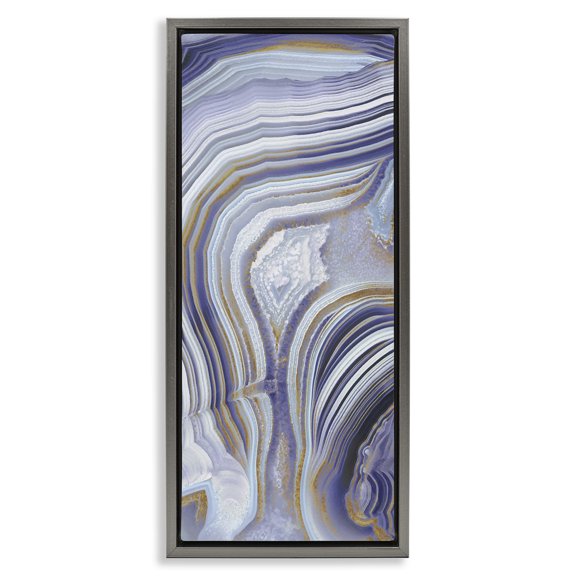 Stupell Industries Agate Crystal Pattern Abstract Design Abstract Painting Gray Floater Framed Canvas Art Print Wall Art, 15 x 31