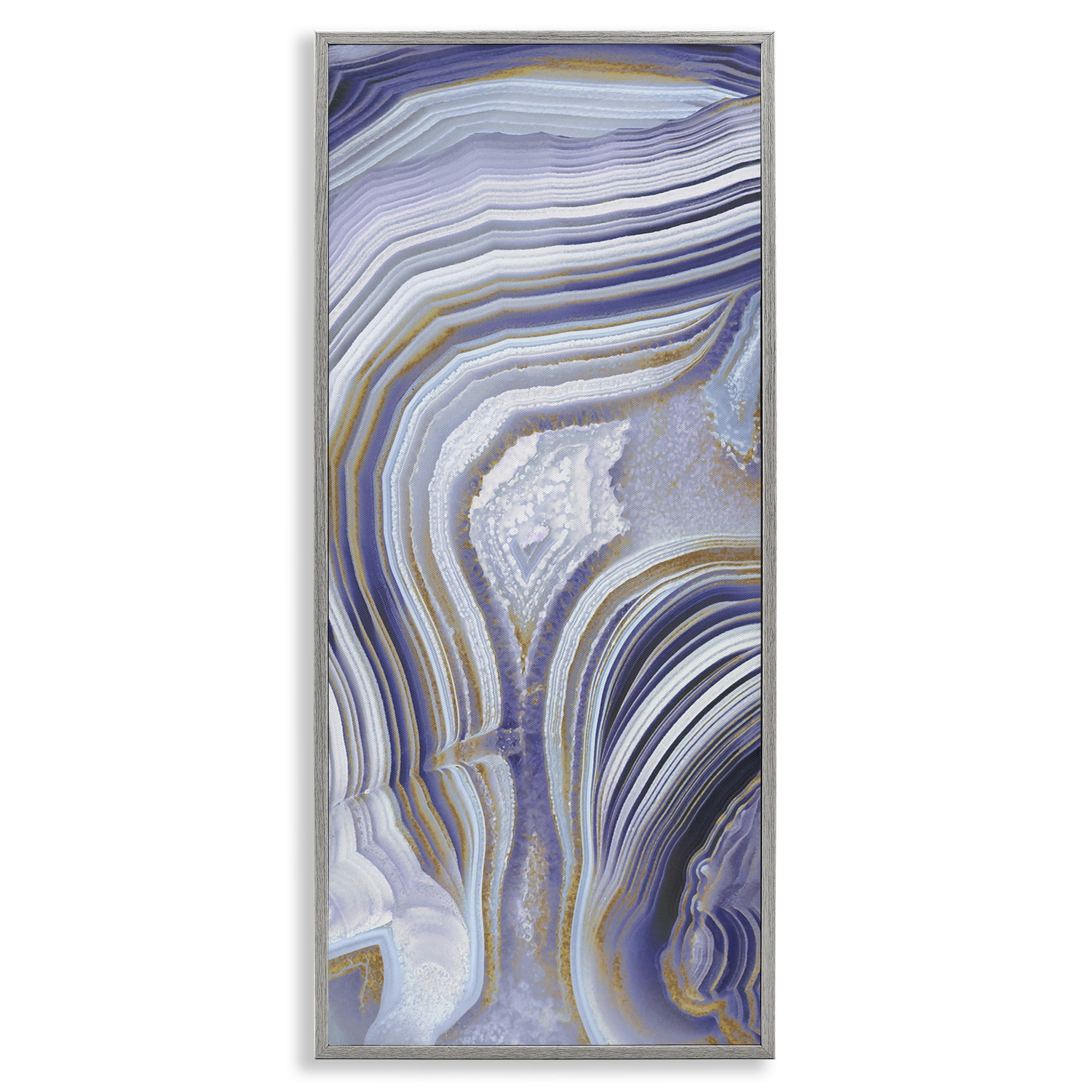 Gray Framed Abstract Agate Crystal Pattern Wall Art, 10 x 24