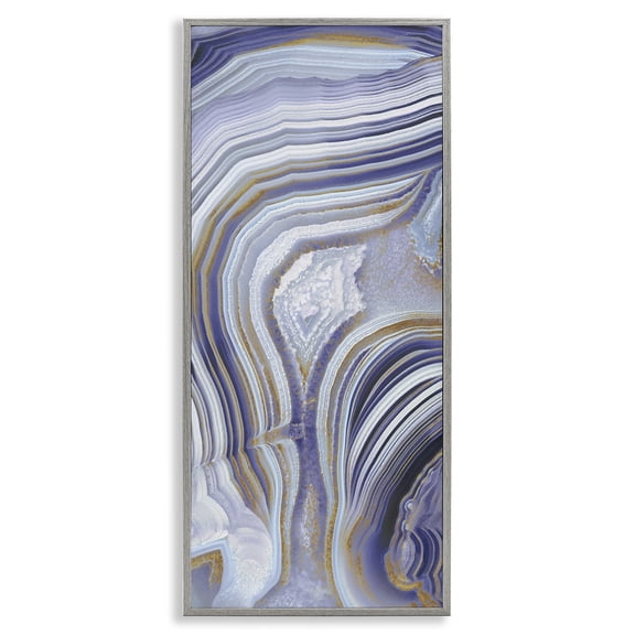 Stupell Industries Agate Crystal Pattern Abstract Design Abstract Painting Gray Framed Art Print Wall Art, 10 x 24