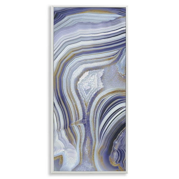 Stupell Industries Agate Crystal Pattern Abstract Design Abstract Painting White Framed Art Print Wall Art, 10 x 24