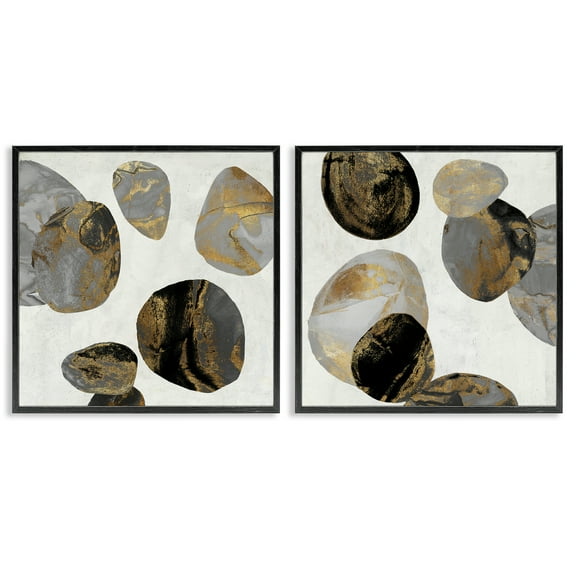 Stupell Industries Agate Patterned Shapes 2 Piece Black Framed Giclee Art Set design by Jacob Q, 12 x 12