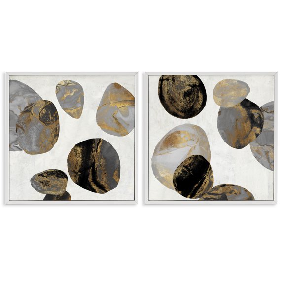 Stupell Industries Agate Patterned Shapes 2 Piece White Framed Giclee Art Set design by Jacob Q, 12 x 12
