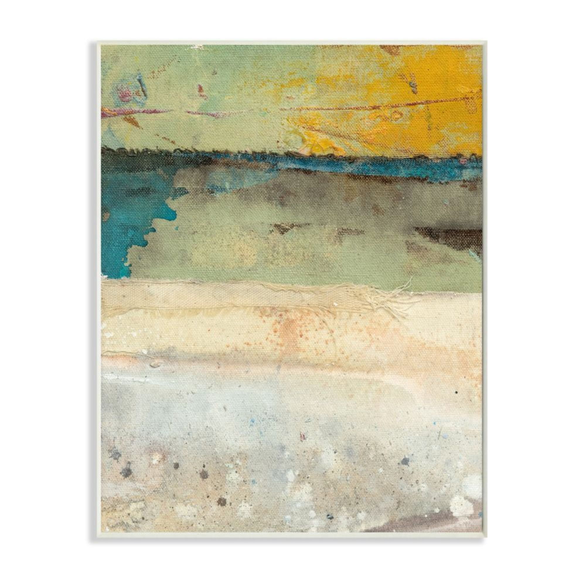 Stupell Industries Aged Green Beige Blue Color Block Abstraction Design by Erin Ashley