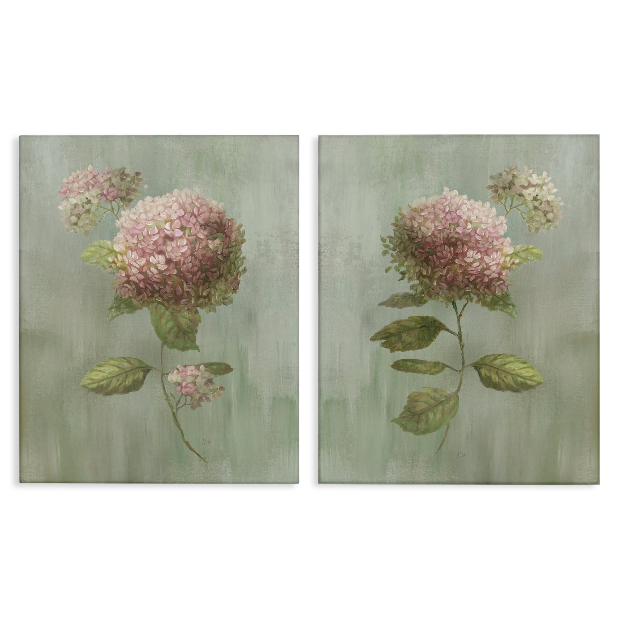 Stupell Industries Aged Pink Hydrangeas 2 Piece Canvas Wall Art Set, design by Nan