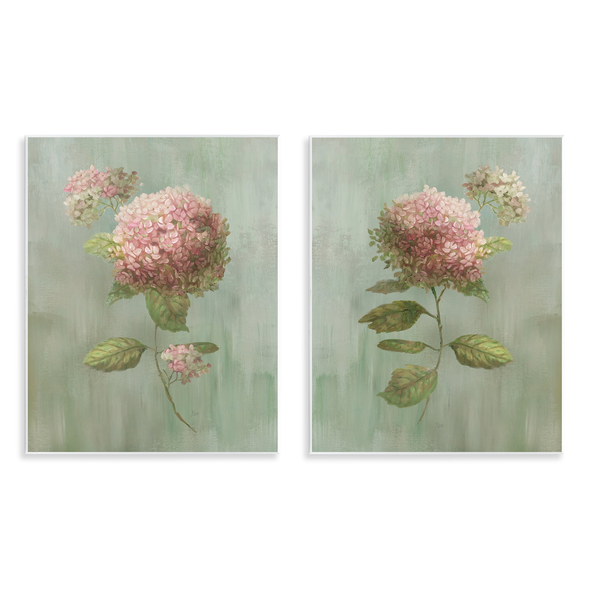 Stupell Industries Aged Pink Hydrangeas 2 Piece Wall Plaque Art Set, design by Nan