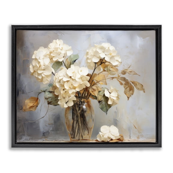 Stupell Industries Aged With Grace Hydrangeas Black Framed Floater Canvas Wall Art design by LSR Creative Studio, 17 x 21