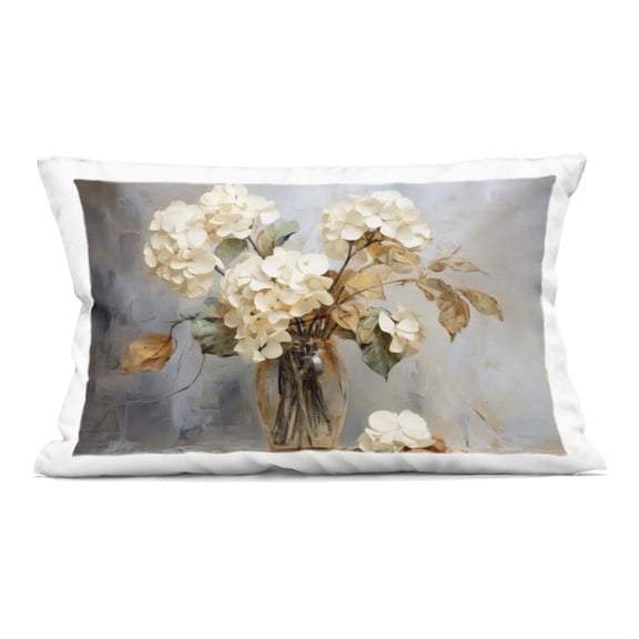 Stupell Industries Aged With Grace Hydrangeas Decorative Printed Throw Pillow design by LSR Creative Studio, 14 x 7 x 20