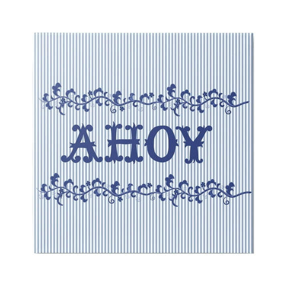 Stupell Industries Ahoy on Blue Stripes Botanical & Floral Painting Gallery Wrapped Canvas Art Print Wall Art, 30 x 30