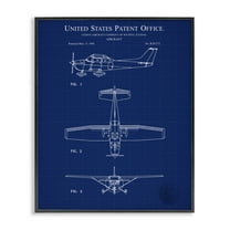 Stupell Industries Aircraft Patent Blueprint Transportation Painting Black Framed Art Print Wall Art, 11 x 14