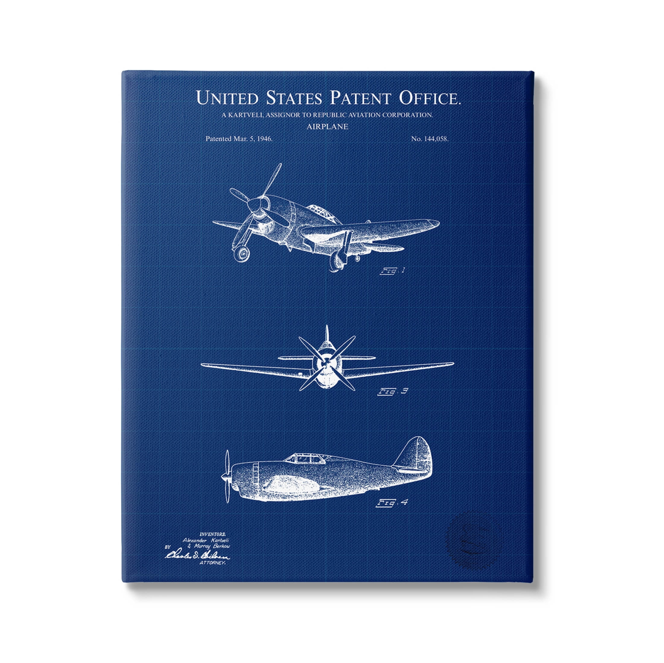 Stupell Industries Airplane Diagram Blueprint Chart Graphic Art Gallery Wrapped Canvas Print Wall Art, Design by Karl Hronek