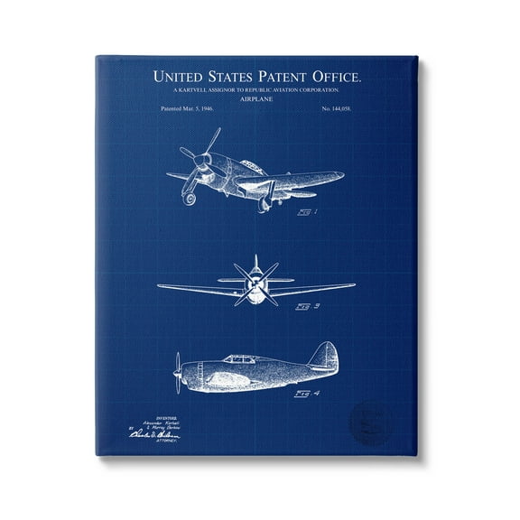 Stupell Industries Airplane Diagram Blueprint Chart Graphic Art Gallery Wrapped Canvas Print Wall Art, Design by Karl Hronek