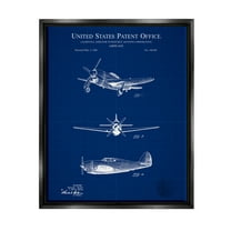 Stupell Industries Airplane Diagram Blueprint Chart Graphic Art Jet Black Floating Framed Canvas Print Wall Art, Design by Karl Hronek