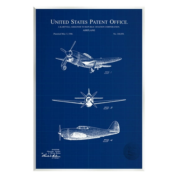 Stupell Industries Airplane Diagram Blueprint Chart Graphic Art Unframed Art Print Wall Art, Design by Karl Hronek