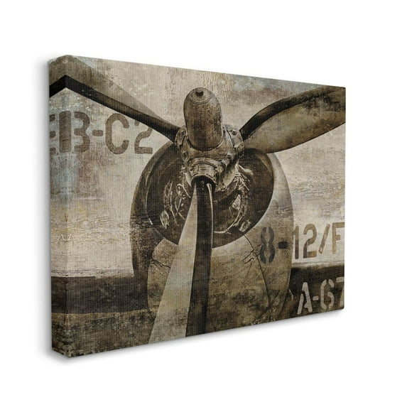 Stupell Industries Airplane Rotor Vintage Wood Texture Design Canvas Wall Art by Dylan Matthews
