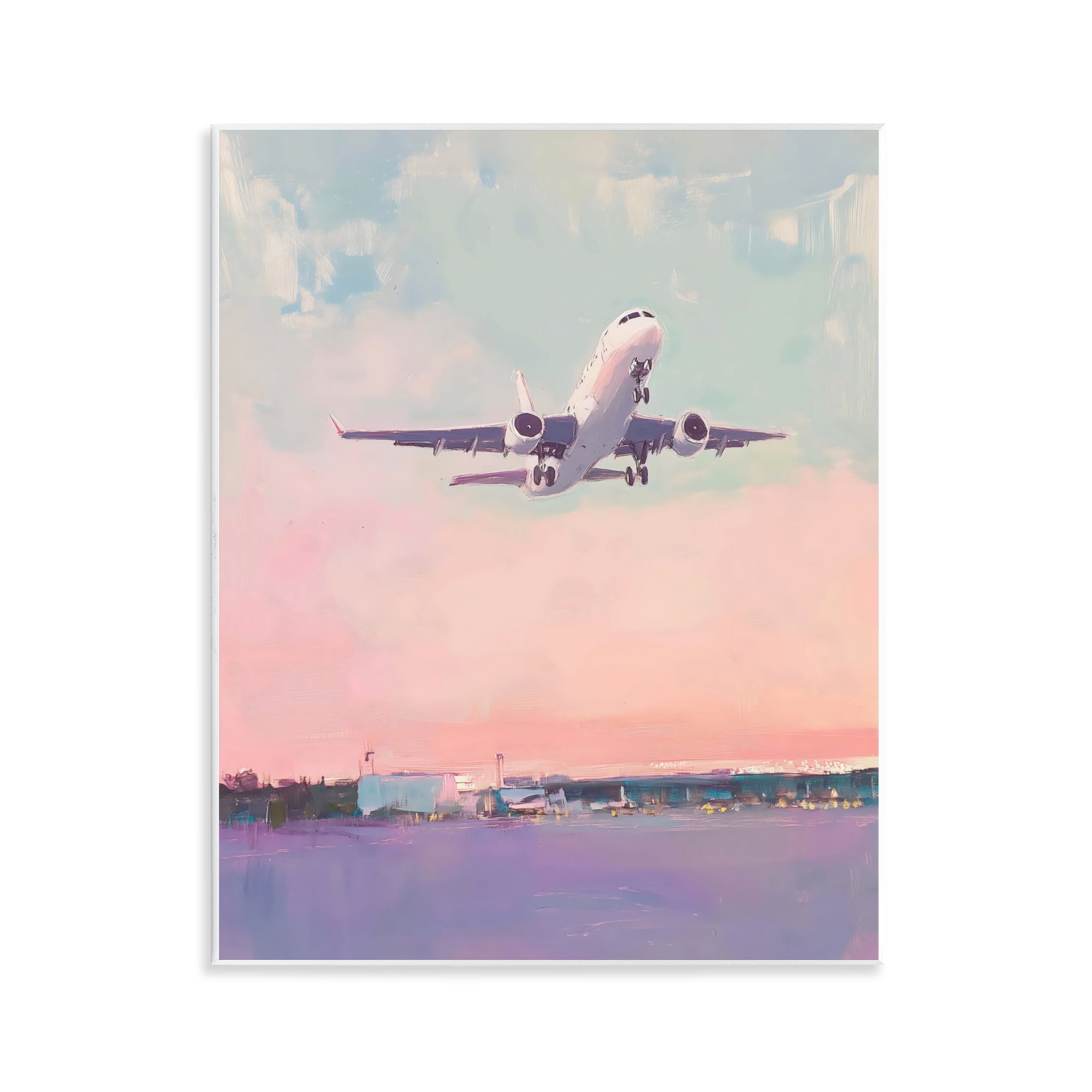 Stupell Industries Airplane Takeoff into Pastel Skies Wall Plaque Art, design by The Prints Vibe
