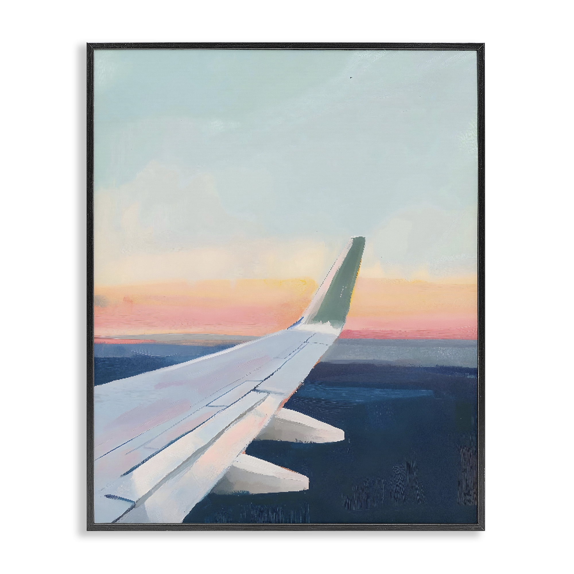 Stupell Industries Airplane Wing Sunset Black Framed Giclee Art, design by The Prints Vibe