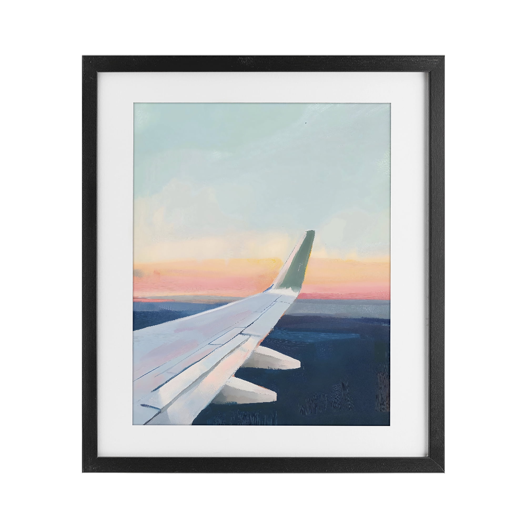 Stupell Industries Airplane Wing Sunset Black Framed Print Under Glass, design by The Prints Vibe