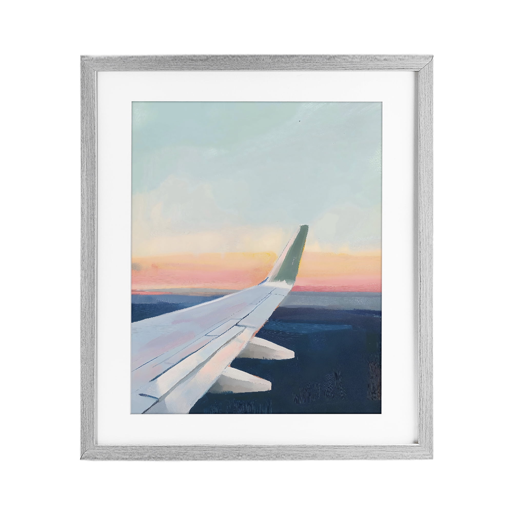 Stupell Industries Airplane Wing Sunset Gray Framed Print Under Glass, design by The Prints Vibe