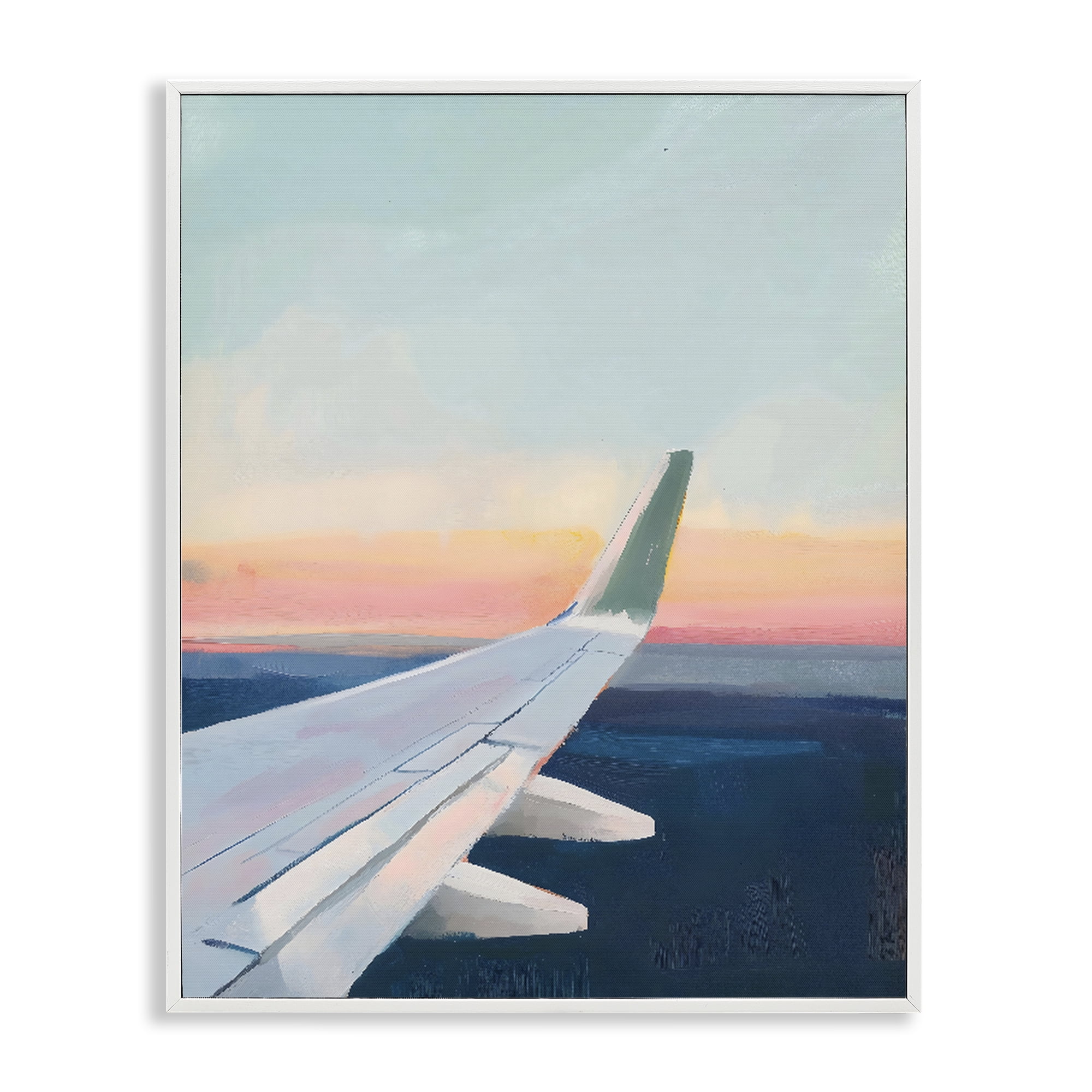 Stupell Industries Airplane Wing Sunset White Framed Giclee Art, design by The Prints Vibe