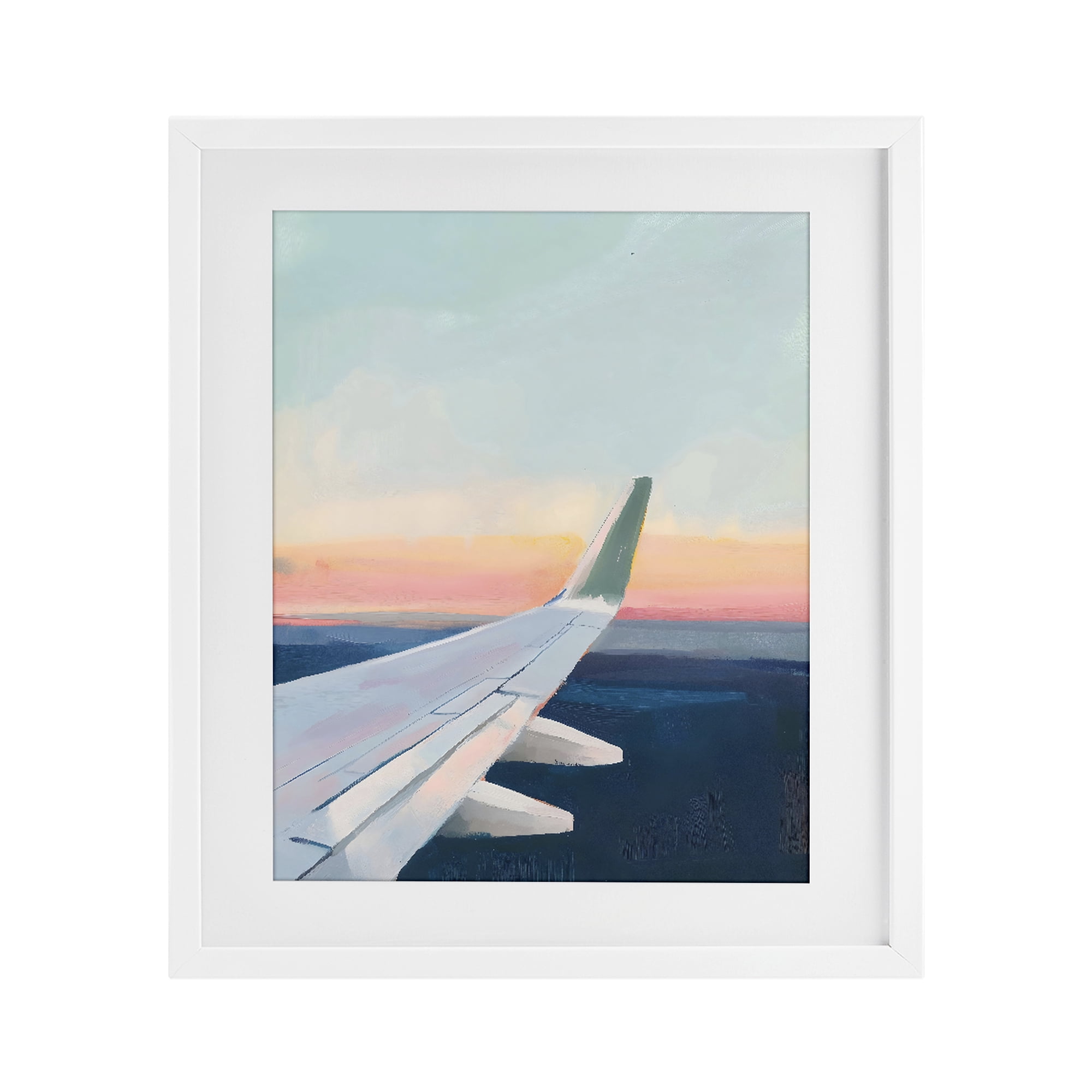 Stupell Industries Airplane Wing Sunset White Framed Print Under Glass, design by The Prints Vibe