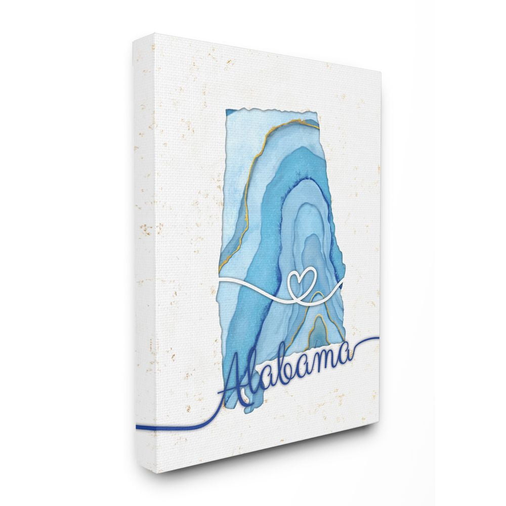 Stupell Industries Alabama Agate Blue US State Design Canvas Wall Art by Ziwei Li